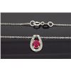 Image 3 : 14KT White Gold Ruby and Diamond Pendant with Chain