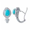 Image 1 : 14KT White Gold 3.66ctw Turquoise and Diamond Earrings