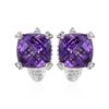 Image 1 : 14KT White Gold 14.81ctw Amethyst and Diamond Earrings