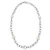 Image 1 : 18KT White Gold 35.10ctw Pearl and Diamond Necklace