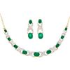 Image 1 : Plated 18KT Yellow Gold 6.10ctw Green Agate and Diamond Pendant with Chain and Earrings