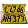 Image 1 : 1931 NON-MATCHED LICENCES PLATES