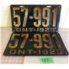 Image 1 : 1923 MATCHED SET OF LICENCE PLATES