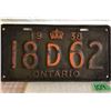 Image 1 : 1938 ONTARIO 'D' LICENCE PLATE