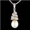 Image 1 : 14KW Gold Diamond Swirl Drop Pearl Pendant