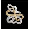 Image 1 : 14K Two-Tone Gold Diamond Heart Interlocking Ri