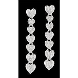 14KW Gold Diamond Heart Dangle Drop Earrings