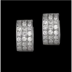 14KW Gold (Not Plated) Three Row CZ Diamond Hoo