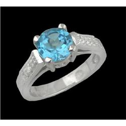 14KW Gold 2.00ct Vintage-Style Blue Topaz/Diamo