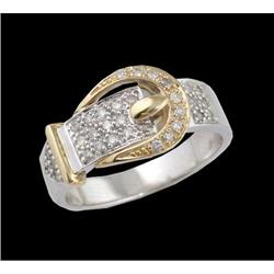14K Two-Tone Gold Diamond Buckle Ring