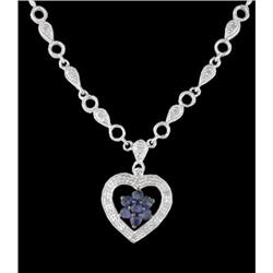 14KW Gold .58ct. Diamond/Sapphire Heart Pendant