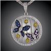 Image 1 : 14KW Gold Multi Sapphire/Diamond Butterfly Pend