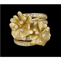 14KY Gold Multi Band/Flower Diamond Ring