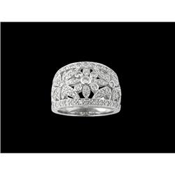 ELEGANT 14K WHITE .75ct. DIAMOND FLOWER RING