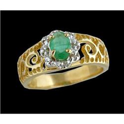 14KY Gold Emerald/Diamond Ring