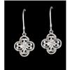 Image 1 : 14KW Gold Dangling Diamond Flower Earrings