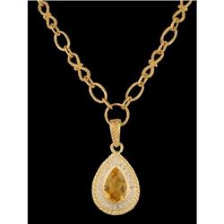 14KY Gold 2.67ct Pear-Shape Citrine/Diamond Nec