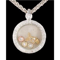 14KW Gold Floating Diamond Circle Pendant