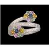 Image 1 : 14KW Gold 1.12ct Multi Sapphire/Diamond Flower 