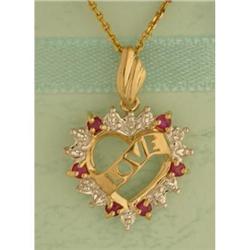 Ruby and Diamond Heart LOVE Pendant