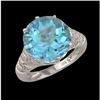 Image 1 : 14KW Gold 7.60ct Round-cut Blue Topaz/Diamond R