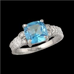 14K Gold 3.00ct Vintage-Style Blue Topaz/Diamon