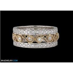 14K gold Two-Tone Antique S Design Diamond Band