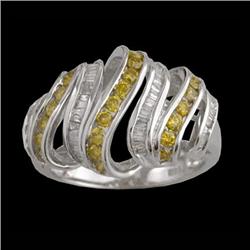 14KW Gold Yellow Canary Diamond/Baguette Ripple