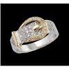 Image 1 : 14K Two-Tone Gold Diamond Buckle Ring