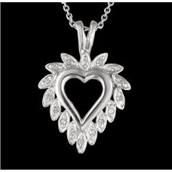 14KW Gold Open Heart Diamond Pendant