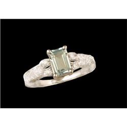 14KW Gold 1.06 Aquamarine/Diamond Filigree Ring