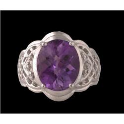 14kW Gold 3.50ct checkerboard-cut Amethyst Diam