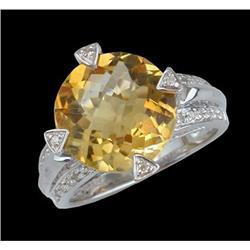 14KW Gold 5.17ct Citrine/Diamond Ring