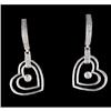 Image 1 : 14KW Gold Diamond Double Heart Dangle Earrings