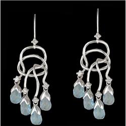 14KW Gold 2.10ct Blue Topaz/Diamond Chandelier 