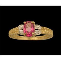 14KY Gold 1.04ct Pink Topaz/Diamond Filligree R