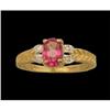 Image 1 : 14KY Gold 1.04ct Pink Topaz/Diamond Filligree R