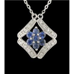 14KW Gold .83ct Sapphire and Diamond Pendant
