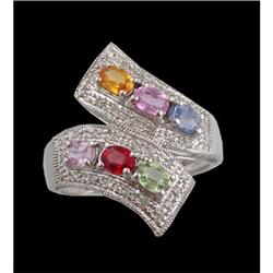 14KW Gold 1.47ct Multi-Sapphire/Diamond Ring