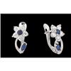Image 1 : 14K White gold Sapphire and CZ Flower E