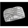 Image 1 : 14KW Gold .50ct Baguette/Round Diamond X Ring