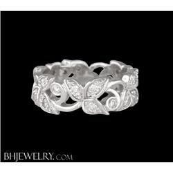 14kw Fancy Leaf .75ct Diamond eternity Wedding 