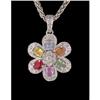 Image 1 : 14KW Gold 1.42ct Multi-Sapphire/Diamond Pendant