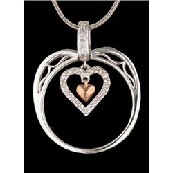 14KW and Pink Gold Heart Diamond Ring / Pendant