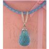 Image 1 : 14KW Gold 25.81ct Blue Topaz/Diamond Pendant