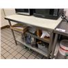 Image 2 : STAINLESS STEEL 30" X 47 1/2" X 36" PREP TABLE WITH BACK SPLASH & CUTTING SURFACE