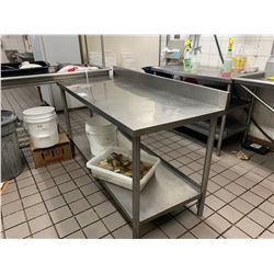 STAINLESS STEEL PREP TABLE WITH BACK SPLASH  26" X 60" X 34"