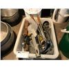 Image 1 : 2 BUCKETS OF ASSORTED RESTAURANT TOOLS, UTENSILS & KNIVES