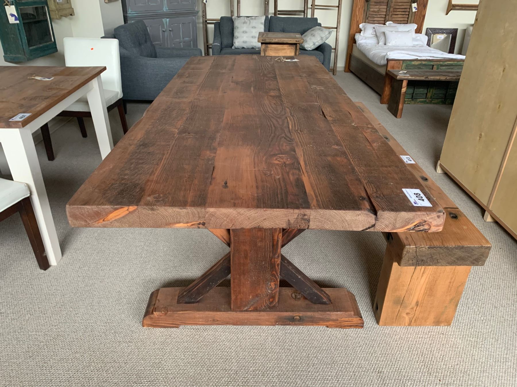 RUSTIC OLD FIR SOLID WOOD MESS HALL TABLE