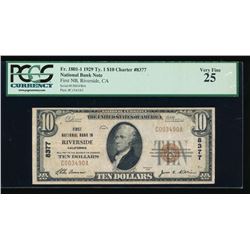 1929 $10 Riverside National Bank Note PCGS 25PPQ